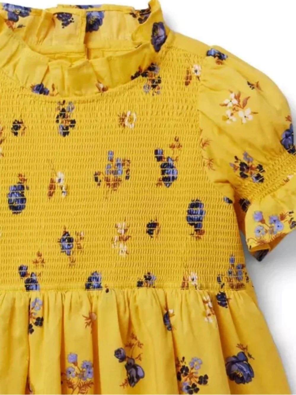 Janie & Jack Girls Yolk Yellow Floral The Hannah Floral Smocked Dress Size 8 10
